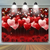 Aperturee - Heart Balloon Red Rose Bokeh Valentines Day Backdrop